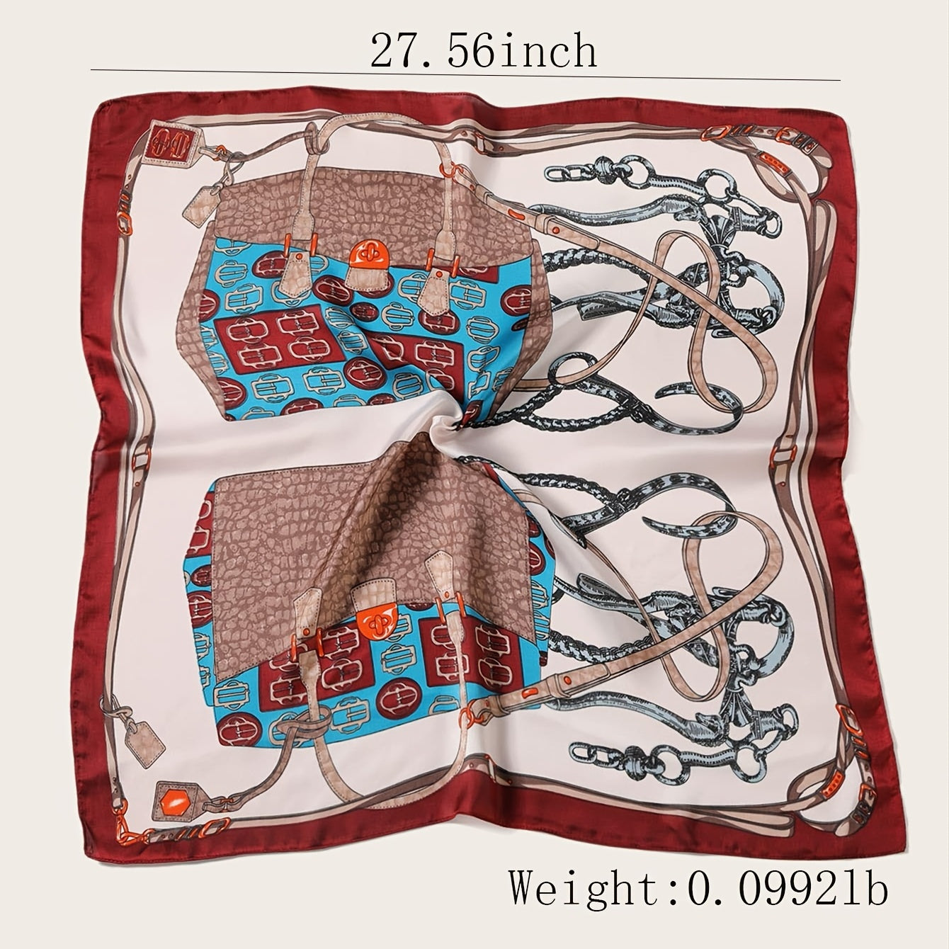 Chain Pattern Scarf Lightweight Silk Neck Scarfs Vintage Hair Wrap