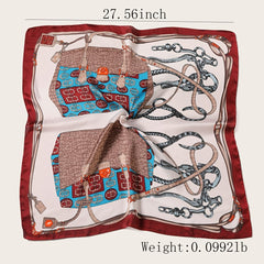Chain Pattern Scarf Lightweight Silk Neck Scarfs Vintage Hair Wrap