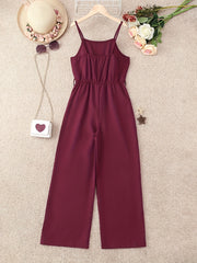 Girls' Vintage Elastic Waist Cami Jumpsuit for Holiday