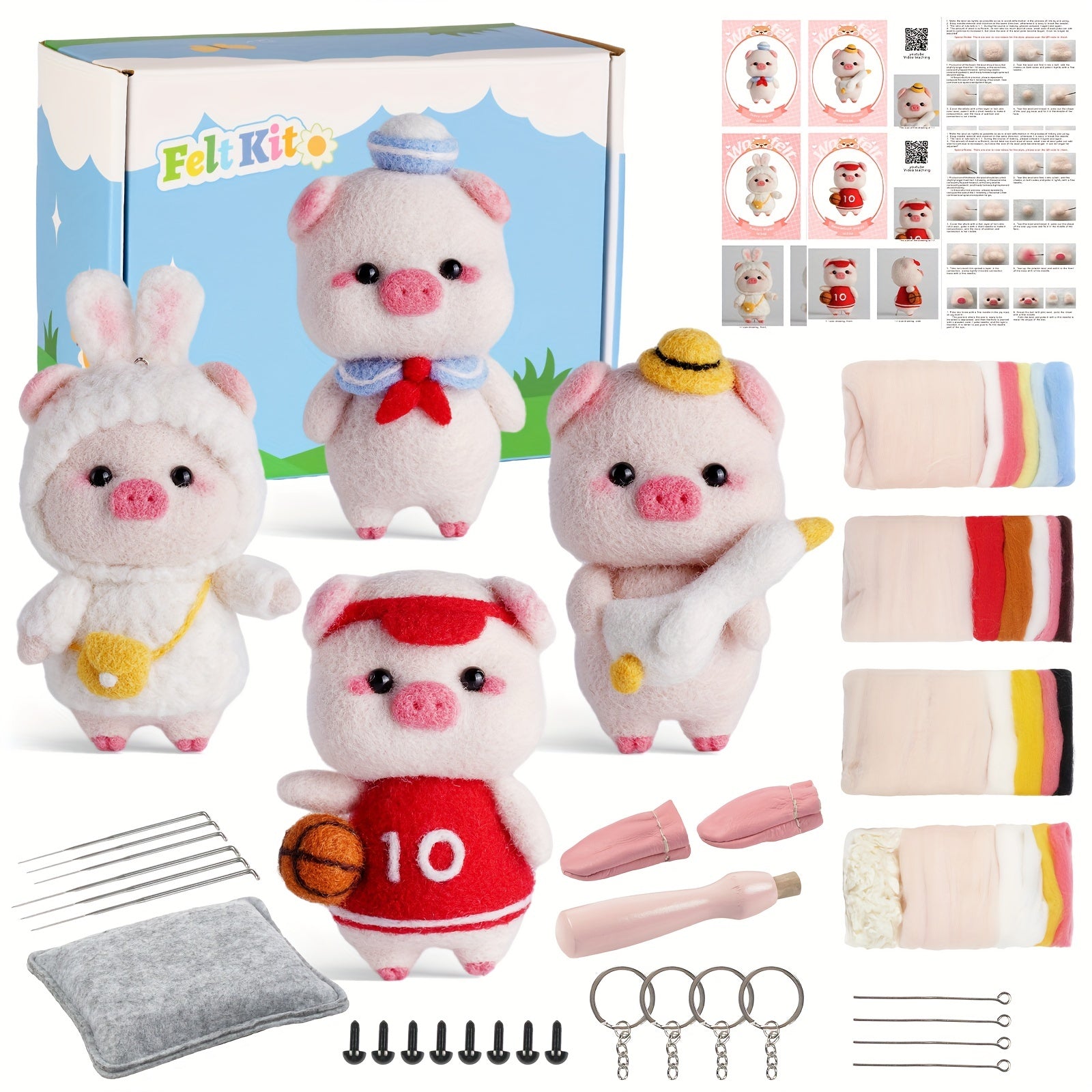 4pcs English Product Doll Wool Felt DIY Pack