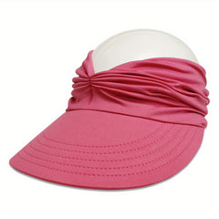 Ruched Ponytail Sun Visor Hat UV Protection Summer Sports Travel Beach Hat