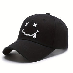 Cotton Embroidery Happy Face Baseball Cap for Couple