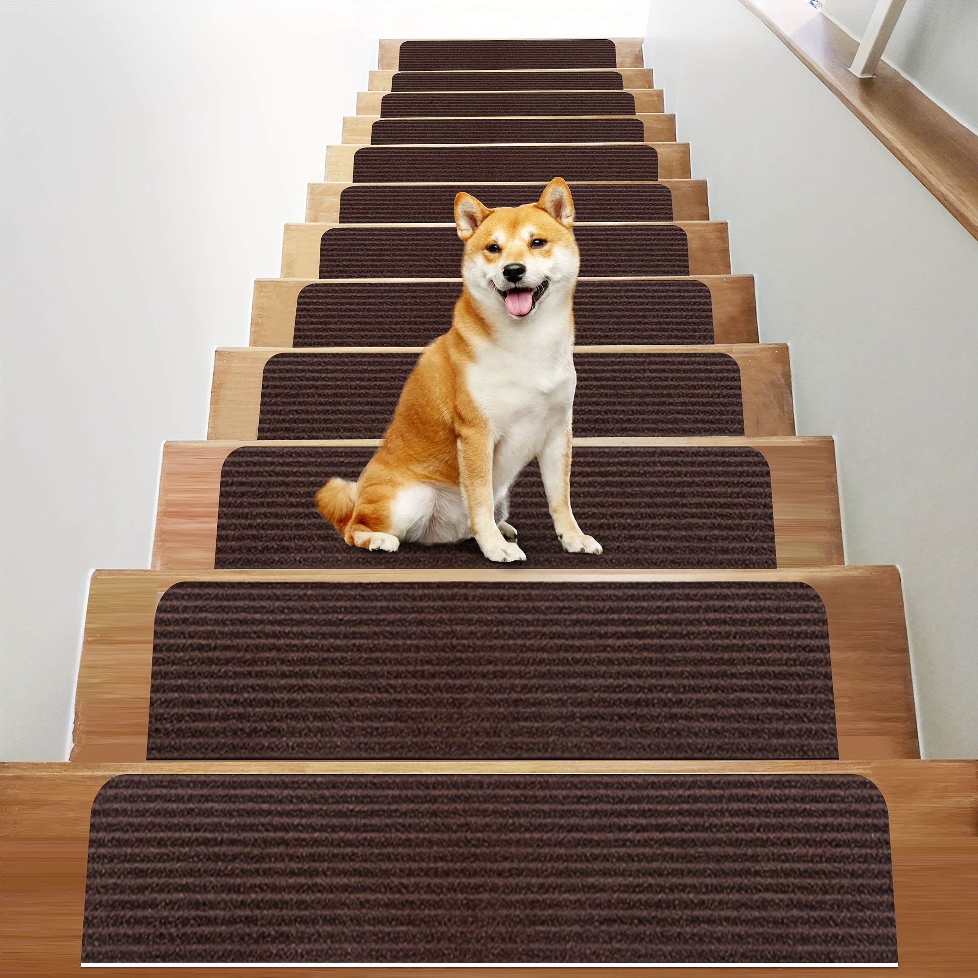 8/15pcs Non-Slip Carpet Stair Mats Machine Washable Rugs Polyester Home Decor