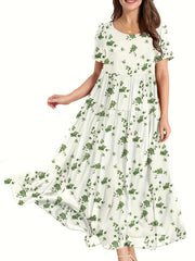 Floral Print Short Sleeve Maxi Dress