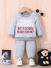 Baby Letter Print Outfit Set Long Sleeve Sweatshirt Trousers