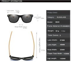 Square Polarized Sunglasses With Wood Frame Retro Glasses