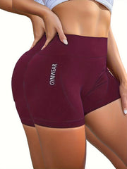 Letter Pattern Yoga Shorts High Stretch Sports Activewear