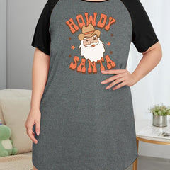 Santa Print Raglan Sleeve Tee
