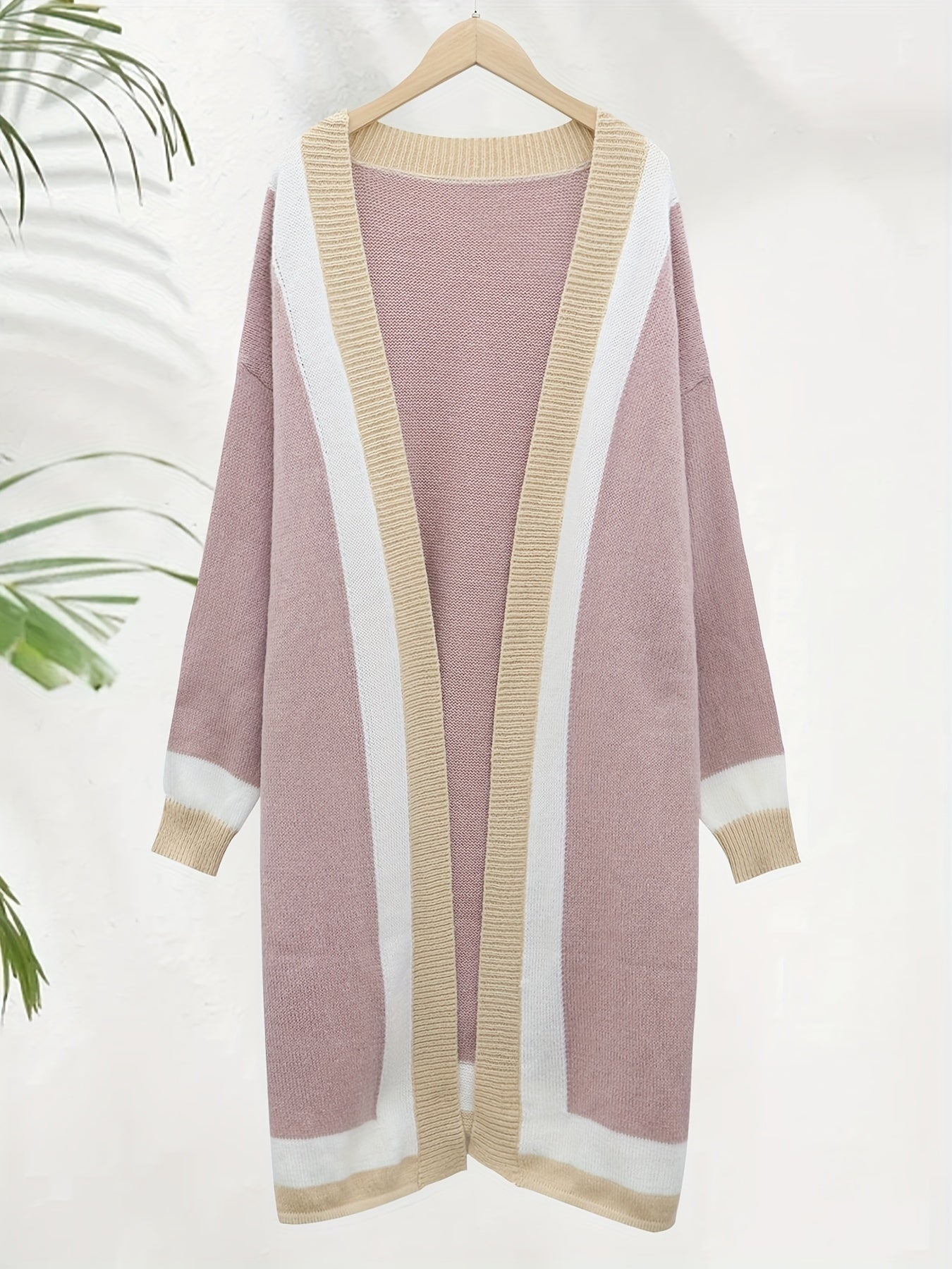 Colorblock Open Front Cardigan