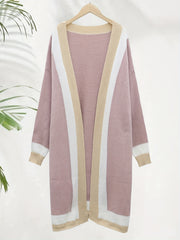 Colorblock Open Front Cardigan