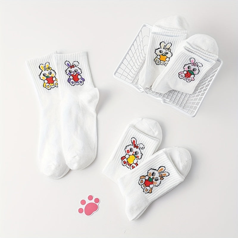 6 Pairs Bunny Print Comfy Socks Women's Stockings