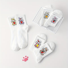 6 Pairs Bunny Print Comfy Socks Women's Stockings