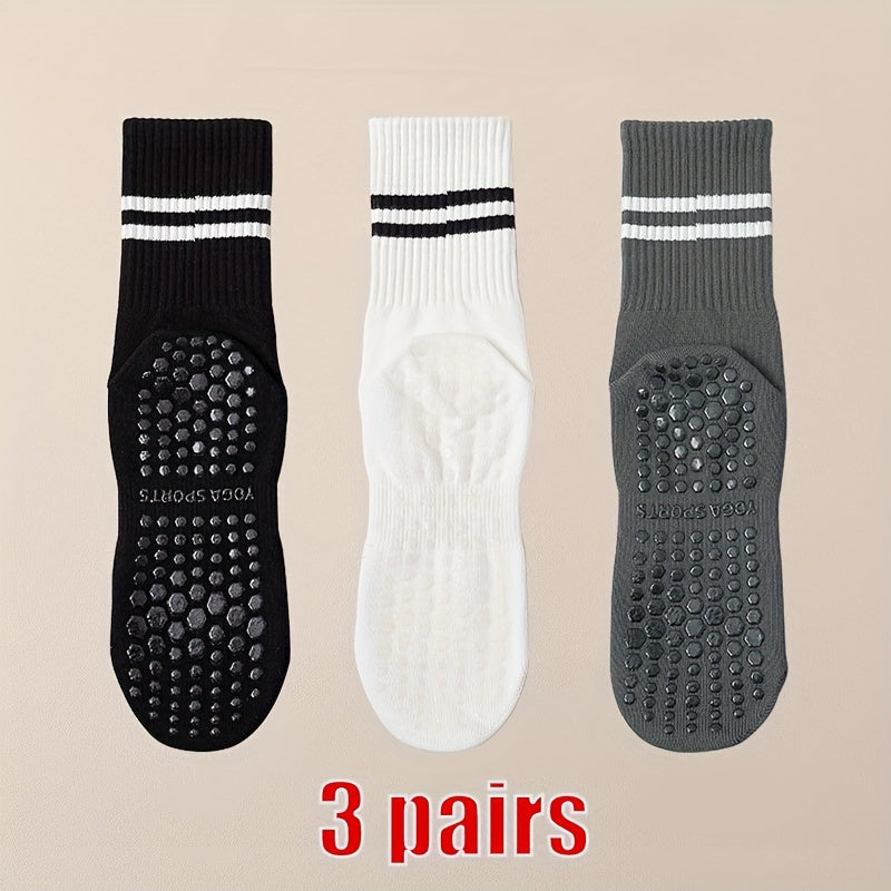 3 Pairs Yoga Socks Gym Pilates Sports Grip Socks Anti-slip