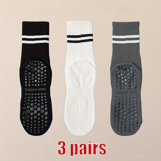 3 Pairs Yoga Socks Gym Pilates Sports Grip Socks Anti-slip