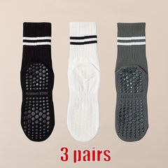 3 Pairs Yoga Socks Gym Pilates Sports Grip Socks Anti-slip