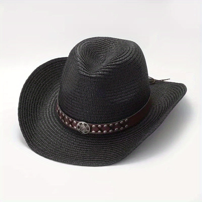 Vintage Cowboy Hat with Leather Belt Gift for Men