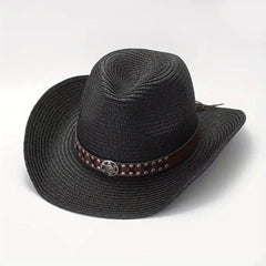 Vintage Cowboy Hat with Leather Belt Gift for Men