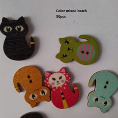 Cat Shape Wooden Sewing Button 2 hole Scrapbooking Embellishments