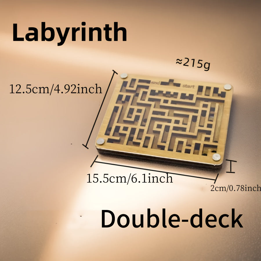 Wooden Double Sided Ball Maze Brain Teaser Toy