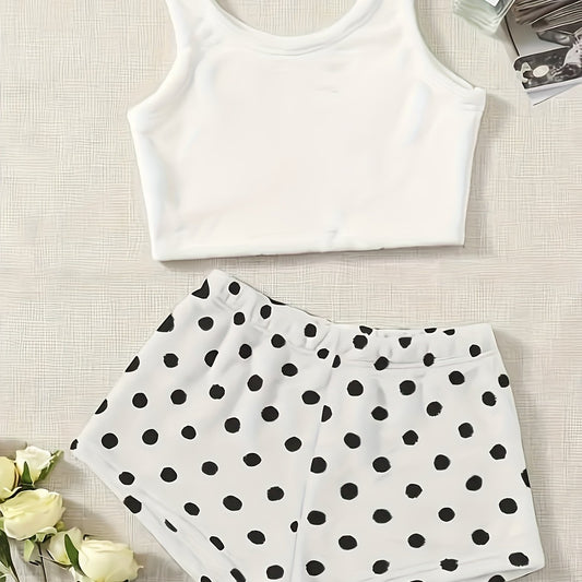 Fuzzy Fleece Pajama Set with Polka Dot Shorts