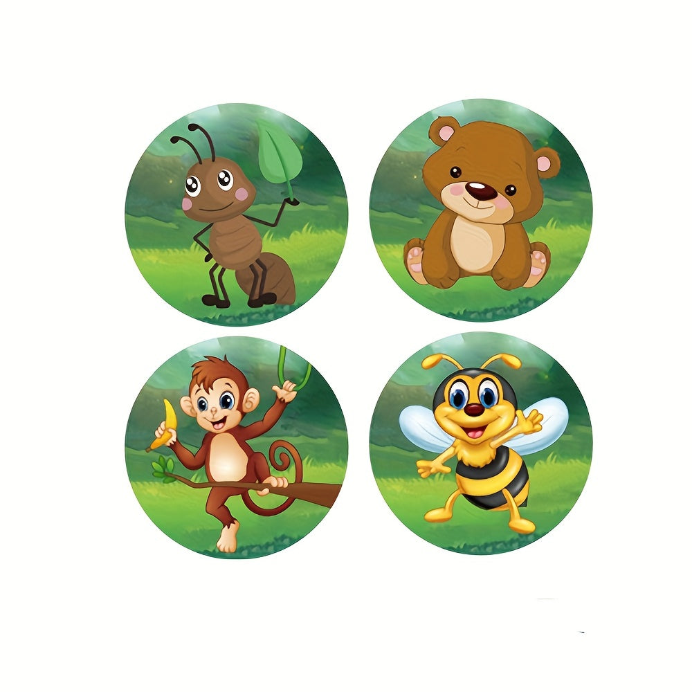 500pcs Zoo Animals Reward Stickers 2.54cm Roll School Teacher Cartoon Sticker