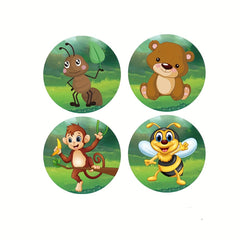 500pcs Zoo Animals Reward Stickers 2.54cm Roll School Teacher Cartoon Sticker