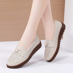 Women's Hollow Out Bow Loafers Soft Sole Shoes