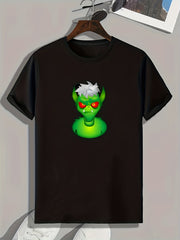 Green Monster Pattern Print Men's Comfy Sports T shirt