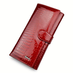 Women's Crocodile Embossed Trifold Long Wallet