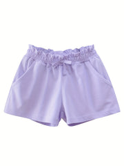 Toddler Girls Paperbag Waist Bow Cotton Track Shorts