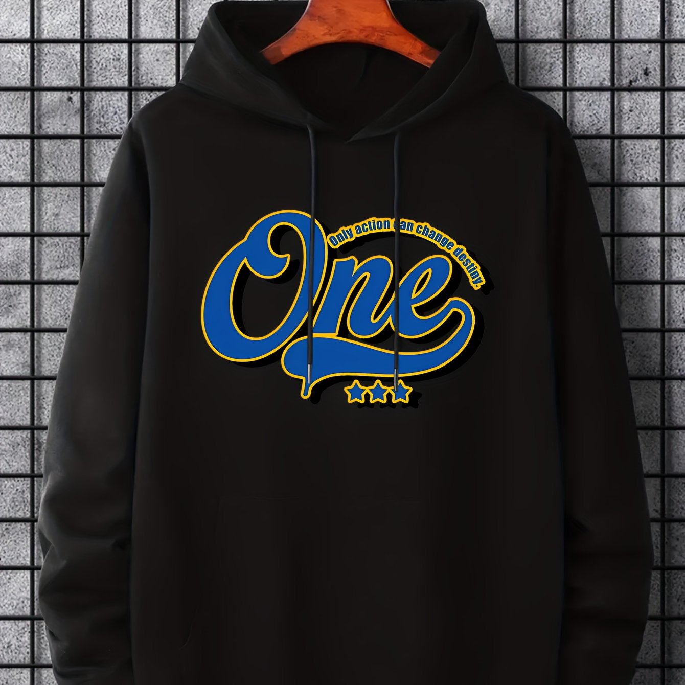 Men's One Print Hoodie Casual Breathable Drawstring Sweatshirt
