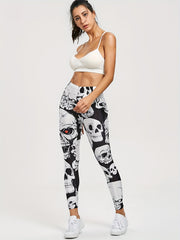 Skull Print Breathable Leggings Activewear