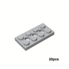 20pcs Low Brick 3709 2X4 w/ 3 Hole Plate Assembly Parts for Kids