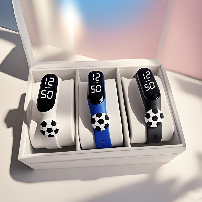 3pcs Football Doll Watch Set Multicolor LED Touchscreen Electronic Bracelets