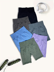 6pcs Solid Stretch Sports Shorts for Women