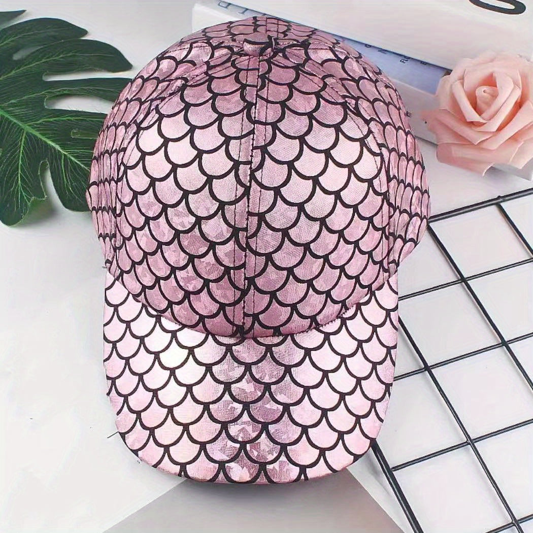 Fish Scales Pattern Baseball Cap Y2K Sparkling Sunscreen Sports Hat