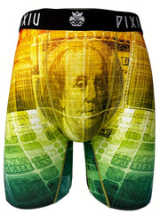 PIXIU Men's Gradient Money Graphic Sports Shorts