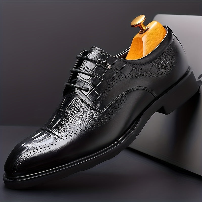 Men's Brogue Derby Shoes Lace up Front Textured Dress Shoes