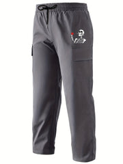 Skeleton Print Cargo Pants Men's Casual Straight Leg Drawstring Cargo Pants