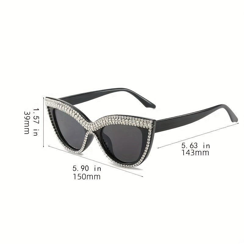 Boho Rhinestone Cat Eye Sunglasses for Women UV400