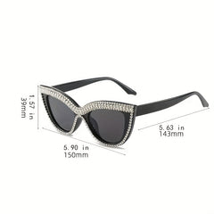 Boho Rhinestone Cat Eye Sunglasses for Women UV400
