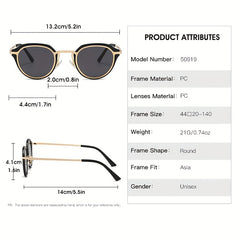 Metal Round Frame Sunglasses UV400