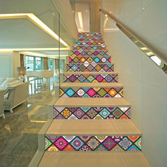 6pcs Peel And Stick Stair Riser Stickers Self Adhesive Staircase Decals