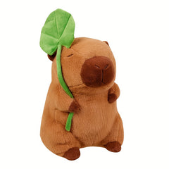 Capybara Plush Toy with Lotus Leaf Hat Stuffed Animal