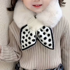 Kids Polka Dot Plush Scarf for Fall Winter