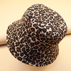 Leopard Print Reversible Bucket Hat Breathable Vacation Sunscreen Cloche Hats
