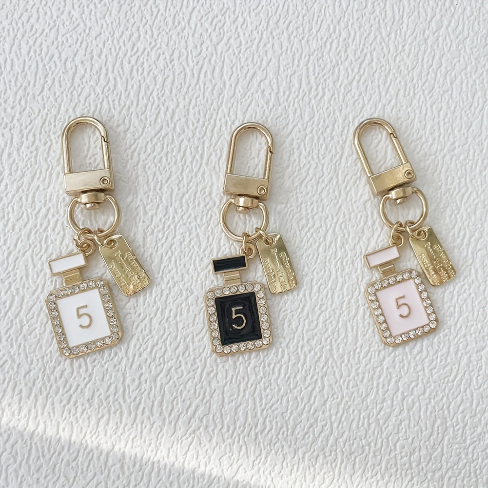 3pcs Rhinestone Perfume Bottle Keychain Key Ring Purse Bag Charm