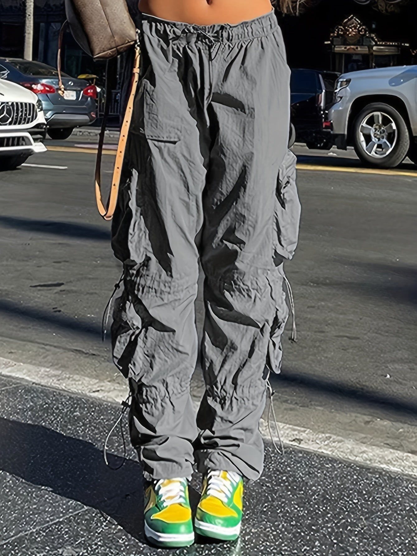 Vintage Workout Cargo Pants Elastic Waist Drawstring