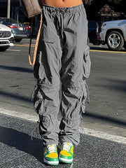 Vintage Workout Cargo Pants Elastic Waist Drawstring