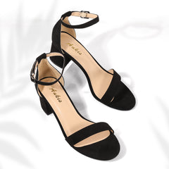 Open Toe Ankle Strap Sandals Block Heel Faux Leather Shoes